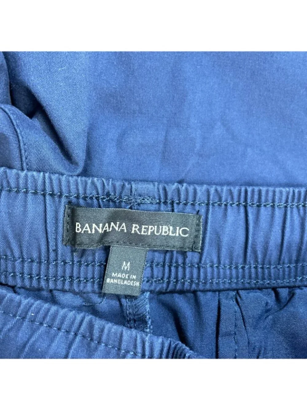 NWT Banana Republic Men's M Pull-On Chino Shorts Blue Elastic Waist
